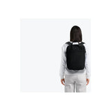Bellroy Via Workpack backpack showing sleek black design with multiple compartments and padded shoulder straps for daily use.