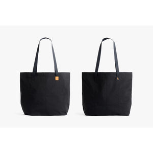 Bellroy Market Tote 15L showing a stylish, durable black tote bag with leather handles and spacious interior for daily use.