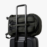 Bellroy Transit Workpack Pro 28L backpack with multiple compartments, padded straps, and sleek black design for commuting and travel.