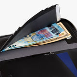 Bellroy Travel Folio 2nd Edition with leather exterior, multiple card slots, and storage for passports and travel documents.