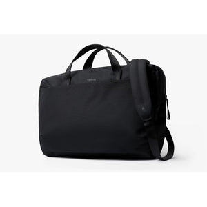 Black Bellroy Via Work Bag briefcase with multiple compartments and sleek design for professional use.