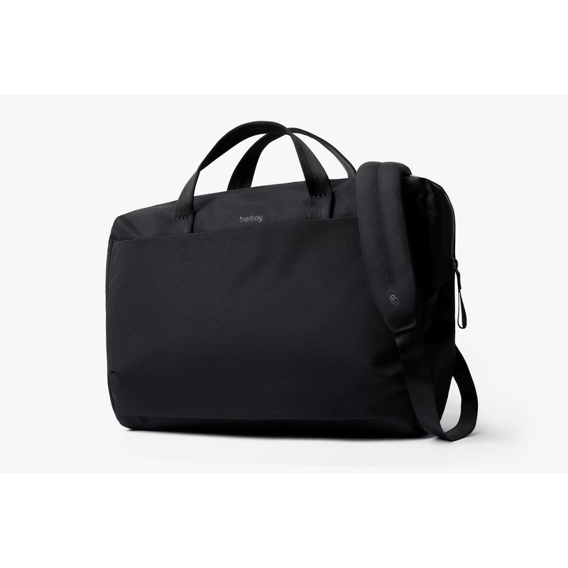 Black Bellroy Via Work Bag briefcase with multiple compartments and sleek design for professional use.