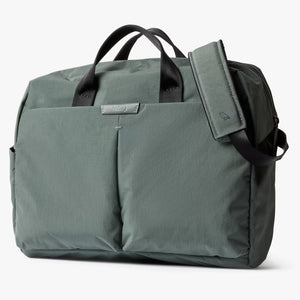 Bellroy Tokyo Work Bag in Raven leather, stylish briefcase with multiple compartments and sleek design for professional use.