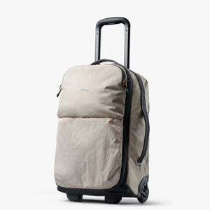 Bellroy Lite Carry-On luggage in ash color, showcasing its sleek carry-on design and durable exterior.