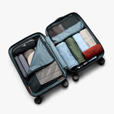 Bellroy Transit Carry-On luggage in bronze color, showing its sleek design and compact size for travel convenience.