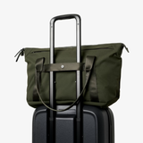 Bellroy Classic Getaway Bag in black, stylish duffel bag with leather accents and adjustable shoulder strap, suitable for travel and weekend trips.