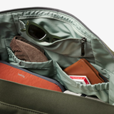 Bellroy Classic Duffel 35L bag with black fabric, sturdy handles, and a zippered main compartment on a white background.