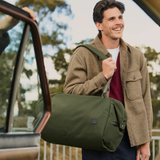 Bellroy Classic Duffel 35L bag with durable fabric, sturdy handles, and a spacious main compartment for travel and gym use.