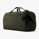 Bellroy Classic Duffel 45L bag with sturdy handles and spacious main compartment, shown in a sleek, black design.