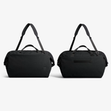 Bellroy Classic Duffel 45L bag shown in black, featuring sturdy handles and spacious main compartment for travel and gym use.