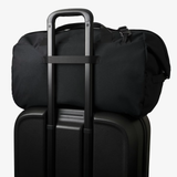 Bellroy Classic Duffel 45L bag with sturdy handles and spacious main compartment, shown in black with zipper closure.