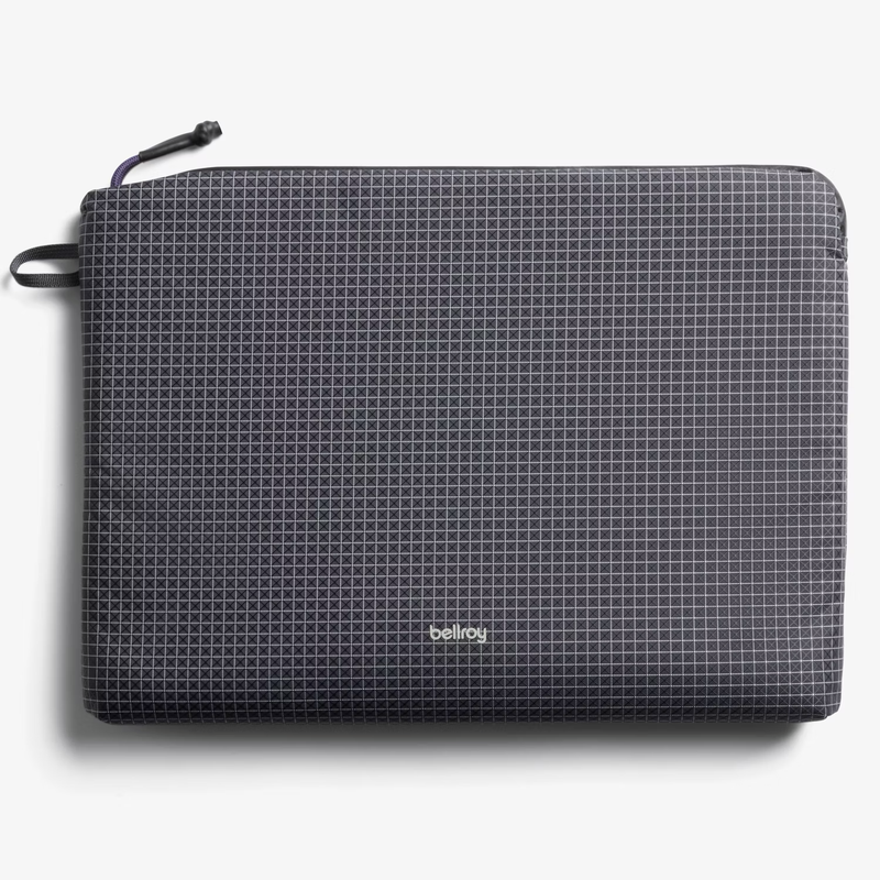 Bellroy Lite Laptop Sleeve 14-inch in arcade gray, slim protective case with soft interior for MacBook or laptop.