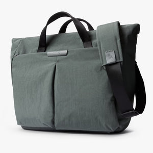 Bellroy Tokyo Messenger Bag 14-inch in Everglade, featuring a sleek design with multiple compartments and adjustable strap.