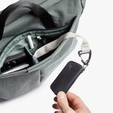 Bellroy Tokyo Messenger Bag 14-inch in Everglade color, stylish leather crossbody bag with multiple compartments.