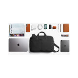 Bellroy Tokyo 14-inch laptop bag in raven color, featuring sleek design and multiple compartments for accessories and devices.