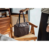 Bellroy Tokyo Wonder Tote 12L showing a stylish, compact leather tote bag with adjustable shoulder strap and spacious interior.