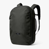 Black Bellroy Transit Travel Pack Pro backpack with multiple compartments and padded straps for comfortable travel.