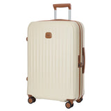 Bric's Taormina 27-inch expandable medium spinner suitcase with gray exterior and four wheels for easy travel.