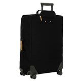 Black Bric’s X-Collection checked 27-inch spinner suitcase with four wheels and a telescoping handle.