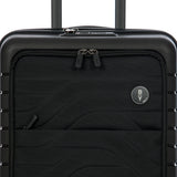 Bric's B|Y Ulisse 21-inch carry-on spinner luggage with four wheels and a sleek black hard-shell exterior.