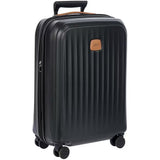 Black Bric's Taormina 21-inch expandable carry-on spinner luggage with four wheels and telescoping handle.