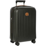 Black Bric's Taormina 21-inch expandable carry-on spinner luggage with four wheels and a sleek, durable design.
