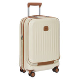Bric's Taormina 21-inch expandable spinner carry-on luggage with pocket, black hard-shell design and four multi-directional wheels.
