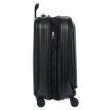 Bric's Taormina 21-inch expandable spinner carry-on luggage with pocket, black hard-shell design, four spinner wheels, and handle
