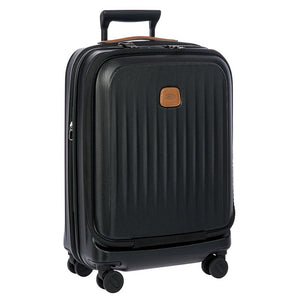 Bric's Taormina 21-inch expandable spinner carry-on luggage with a front pocket and sleek design.