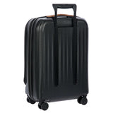 Bric's Taormina 21-inch expandable spinner carry-on luggage with front pocket, black hard-shell design and four wheels.