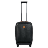Bric's Taormina 21-inch expandable spinner carry-on luggage with pocket, black hard-shell exterior and four spinner wheels.