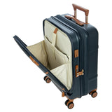 Bric's Bellagio 3.0 21-inch expandable spinner carry-on luggage with front pocket, black hard-shell design and multi-directional wheels.