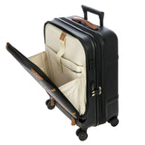 Bric's Bellagio 3.0 21-inch expandable carry-on spinner suitcase with pocket, lightweight travel luggage, black color.