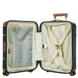 Bric's Bellagio 3.0 21-inch spinner carry-on luggage with hard shell, four wheels, and telescopic handle in beige color.
