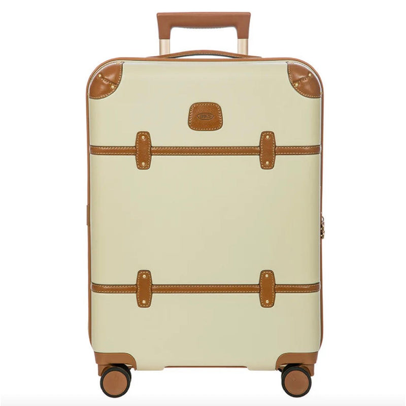 Bric's Bellagio 3.0 21-inch spinner carry-on luggage with hard shell, four wheels, and extendable handle.