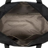 Bric's B|Y Ulisse 18-inch black duffel bag with leather accents, top handle, and zippered main compartment for travel.