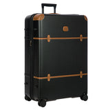 Bric's Bellagio 3.0 32-inch expandable spinner luggage with four wheels and a hard-shell exterior, black color, and handle.