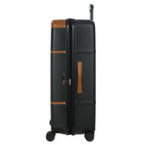Bric's Bellagio 3.0 32-inch expandable spinner luggage with four wheels and a sleek black design.