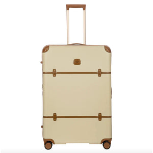 Bric's Bellagio 3.0 32-inch expandable spinner luggage with four wheels and a sleek black exterior.