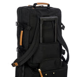 Black Bric's X-Collection Montagna travel backpack with multiple compartments and padded straps, designed for comfortable travel.