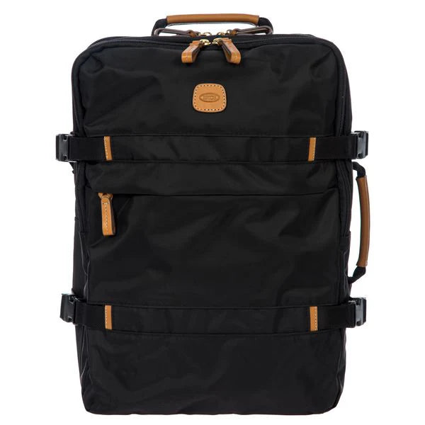 Black Bric's X-Collection Montagna backpack designed for travel, featuring durable fabric and multiple compartments.