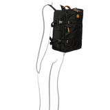 Black Bric's Montagna travel backpack from the X-Collection with multiple compartments and padded shoulder straps.