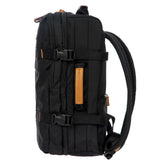 Black Bric's X-Collection Montagna travel backpack with multiple compartments and padded straps for comfortable carrying.