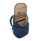 Olive Briggs & Riley Rhapsody U-Zip Backpack with multiple compartments and padded straps for comfortable carrying.