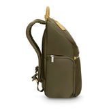 Olive Briggs & Riley Rhapsody U-Zip backpack with multiple compartments and padded shoulder straps, designed for travel and everyday use.