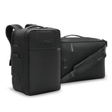 Briggs & Riley Baseline medium convertible backpack with hybrid composite material, showing multiple carrying handles and adjustable straps.