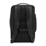 Briggs & Riley Baseline medium convertible backpack with padded shoulder straps and multiple compartments, designed for travel and daily use.