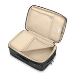 Interior view of Briggs & Riley Baseline Medium Convertible Backpack showing compartments and organization features.