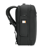 Briggs & Riley Baseline medium convertible backpack with expanded capacity, black nylon fabric, multiple compartments, and padded shoulder straps.
