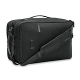 Briggs & Riley Baseline Medium Convertible Backpack shown from an angled view, featuring a sleek design with multiple compartments.